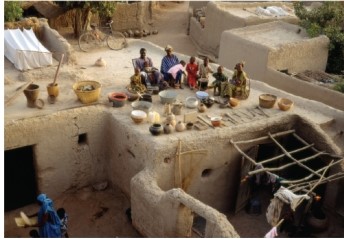 The photograph below represents the average family living in Mali. Based on the photo, what do you think is Mali's most likely contribution to environmental problems?   A) Depletion of fossil fuels B) Overpopulation C) Overconsumption D) Global climate change
