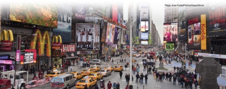 The photograph below is an image of Times Square in New York City. Based on the photo, what do you think is USA's most likely contribution to environmental problems?   1. Environmental sustainability due to the population density in NYC 2. People overpopulation due to the population density in NYC 3. Consumption overpopulation as reflected by the advertising billboards A) 1 only B) 2 only C) 3 only D) 1 and 2 are both reflected in the photograph