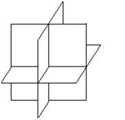 Solve the problem. -Three planes intersect as illustrated below. Is the system consistent, inconsistent, or dependent?   A)  inconsistent B)  consistent, not dependent C)  consistent, dependent