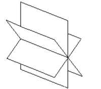 Solve the problem. -Three planes intersect as illustrated below. Is the system consistent, inconsistent, or dependent?   A)  inconsistent B)  consistent, not dependent C)  consistent, dependent