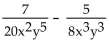 Find the least common denominator for the expression. -  A)    B)    C)    D)  40xy