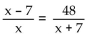 Solve the equation and check your solution. -  A)  x = 49, x = 1 B)  x = 49, x = -1 C)  x = 7, x = -1 D)  x = 7, x = 1