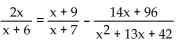 Solve the equation and check your solution. -  A)  x = -6, -7 B)  x = 6, 7 C)  x = 6118 D)  No solution