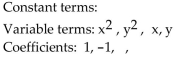 For the given expression, identify the terms and the numerical coefficients. -  A)    B)    C)    D)   