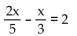 Solve the equation. -  A)  x = 30 B)  x = -30 C)  x = -60 D)  x = 60