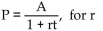 Solve for the indicated variable. -  A)  r = P - tA B)    C)    D)   