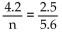 Solve the proportion for the variable by cross-multiplying. -  A)  n = 9.4 B)  n = 0.1 C)  n = 94.1 D)  n = 1.1