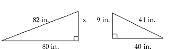 The following figures are similar. For the pair, find the length of the side indicated by x. -  A)  27 in. B)  18 in. C)  13 in. D)  9 in.