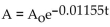 Solve the problem. -The function   models the amount in pounds of a particular radioactive material stored in a concrete vault, where t is the number of years since the material was put into the vault. If 600 pounds of the Material are placed in the vault, how much time will need to pass for only 106 pounds to remain? Round to the Nearest year. A)  150 yr B)  155 yr C)  300 yr D)  160 yr