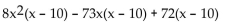 Factor the trinomial completely. -  A)  (x - 10) (x - 8) (8x - 9)  B)    C)  (x - 10) (x - 9) (8x - 8)  D)  (x - 10) (x + 8) (8x - 9) 