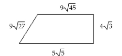 Find the area of the figure in radical form with the radicals simplified. -  A)    B)    C)    D)   