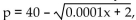 Solve the problem. -A publisher determines that how many books they sell depends on the price of the book. The demand function representing this is   where p represents the price per book in dollars, and x represents the Number of books sold. If the publisher wants to sell 9,000,000 copies of the book, what price must they charge? A)  $9.97 B)  $30.41 C)  -$260.00 D)  $70.03