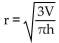 Solve the problem. -A right circular cone used for packaging candy needs to hold 5 cubic inches of candy and be 3 inches tall. Let   represent the radius of the circular base where V represents the volume of the cone and h represents the height of the cone. Approximate the radius of this package. A)  r = 2.19 in. B)  r = 0.56 in. C)  r = 1.26 in. D)  r = 2.24 in.