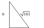 Solve the problem. -Use the Pythagorean Theorem to find the length of the unknown side of the triangle. Write the answer as a radical in simplified form.   A)    B)    C)  25 D)   