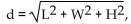 Solve the problem. -A formula for the length of a diagonal from the upper corner of a box to the opposite lower corner is   where L, W, and H are the length, width, and height, respectively. Find the length of the diagonal of the box if the length is 23 inches, width is 13 inches, and height is 9 inches. Leave your answer in Simplified radical form.   A)    B)    C)    D)   