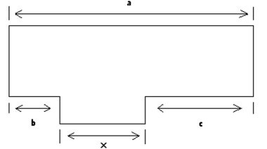 Solve. Simplify the answer. -Find the length of the section represented by x in the figure.     A)    B)    C)    D)   
