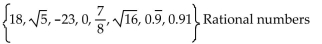 List all numbers from the given set that are members of the given Real Number subset. -  A)    B)    C)    D)   