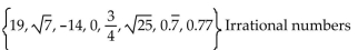 List all numbers from the given set that are members of the given Real Number subset. -  A)    B)    C)    D)   