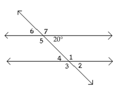 Given the set of parallel lines cut by a transversal shown here, determine the measure of the indicated angle. -  Find the measure of ∠1. A)  70° B)  170° C)  160° D)  110°