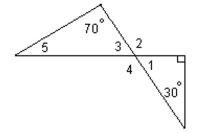 Solve the problem. -Find the measure of angle 5 in the figure shown.   A)  60° B)  70° C)  50° D)  40°
