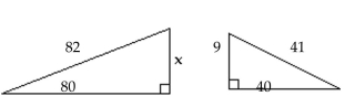 The figures are similar. Find the length of the side marked x. -  A)  9 B)  27 C)  13 D)  18