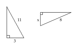 The figures are similar. Find the length of the side marked x. -  A)  264 B)  2.2 C)  4.1 D)  29.3