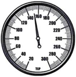 The measurement on this sphygmomanometer gauge is ________.  