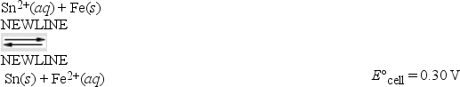 What is the equilibrium constant at 25°C for the following reaction? (R = 8.314 J/K • mol, F = 96,500 C • mol<sup>-1</sup>)    A)  1.2 × 10<sup>5</sup> B)  1.4 × 10<sup>10</sup> C)  8.6 × 10<sup>-6</sup> D)  7.1 × 10<sup>-11</sup> E)  2.3 × 10<sup>23</sup>