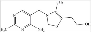 <strong>The structure of Vitamin B1, thiamine, is shown here. Vitamin B1 is most soluble in ________. </strong> A) fats B) water C) air D) carbon tetrachloride E) octane