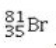 Bromine is the only nonmetal that is a liquid at room temperature. Consider the isotope bromine-81,   . Select the combination which lists the correct atomic number, number of neutrons, and mass number, respectively. A)  35, 46, 81 B)  35, 81, 46 C)  81, 46, 35 D)  46, 81, 35 E)  35, 81, 116