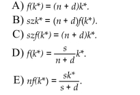 In Solow's model of economic growth, suppose that s represents the savings rate, z represents total factor productivity, k represents the level of capital per worker, and represents the per worker Production function. Also suppose that n represents the population growth rate and d represents The depreciation rate of capital. The equilibrium level of capital per worker, *, will satisfy the Equation