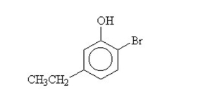 What is the name for this compound?   A) 4-bromo-1-ethyl-5-phenol B) 6-bromo-3-ethylphenol C) 2-bromo-5-methylphenol D) 2-bromo-5-ethylcyclohexanol E) 2-bromo-5-ethylphenol