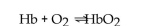 The equilibrium between hemoglobin and oxyhemoglobin in the blood can be represented by the following reaction. Write the form of the equilibrium expression.  