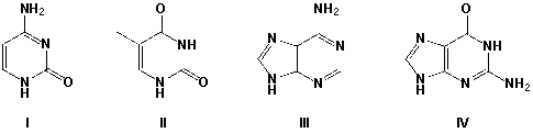 Hydrogen bonding is strongest between which two bases?   A)  I, II B)  I, IV C)  II, III D)  II, IV