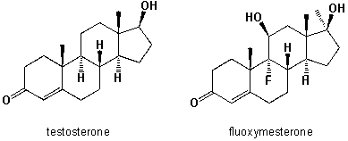 <strong>Fluoxymesterone is an anabolic steroid with strong androgenic properties, which has been used for the treatment of hormone-sensitive breast tumors in women. It is also misused as an aggression enhancer in boxing and martial arts competitions. Since the half-life of this hormone in the human body is more than 9h, it can be easily detected in a doping sample taken after the competition. Compare the in-vivo physical properties of both hormones. Which statements below are correct?   I) The exchange of a hydrogen atom vs. a fluorine atom does not significantly change the water-solubility, because the C-F bond is short and an organically bound fluorine-atom is almost as small as a carbon-bonded hydrogen atom. II) The exchange of a hydrogen vs. a fluorine atom does significantly change the water-solubility, because the C-F bond is non-polar covalent, whereas C-H is polar covalent. III) The introduction of a second hydroxy-group at the C-ring of fluoxymesterone increases the water-solubility. IV) Fluoxymesterone is less water soluble than testosterone, because it possesses 19 carbon atoms, compared to 19 of testosterone.</strong> A) I and II B) II and III C) I and III D) I, III, and IV <div style=padding-top: 35px> 