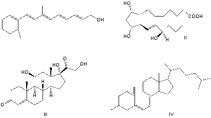 Which structure is vitamin A?   A)  I B)  II C)  III D)  IV