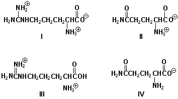 Which is the order of increasing mobility of the molecule toward the cathode (least first) ?   A)  III, I, II, IV B)  I, III, II, IV C)  IV, II, I, III D)  III, IV, I, II