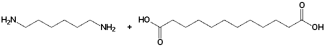 The structure of the polymer (Nylon 6,12), synthesized from the following monomers,   is  <div style=padding-top: 35px> 