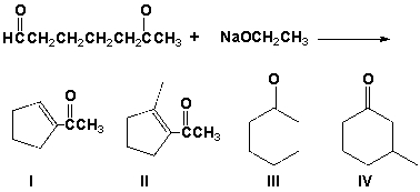 Which is the major product of the following reaction?   A)  I B)  II C)  III D)  IV