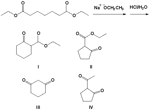 Which is the major product formed in the following reaction?   A)  I B)  II C)  III D)  IV