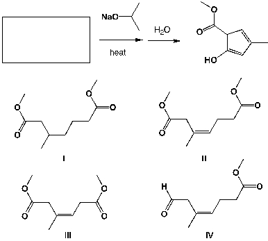 What is the starting material of this reaction?   A)  I B)  II C)  III D)  IV