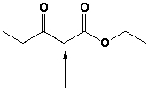 The position of the most acidic hydrogen of the following compound is indicated by the arrow.  