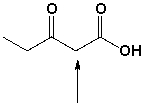 The position of the most acidic hydrogen of the following compound is indicated by the arrow.  