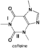 Characterize the amides I and II in caffeine.   A)  I is a primary amide, II is a tertiary amide B)  I is a secondary amide, II is a secondary amide C)  I is a tertiary amide, II is a secondary amide D)  I is a tertiary amide, II is a tertiary amide