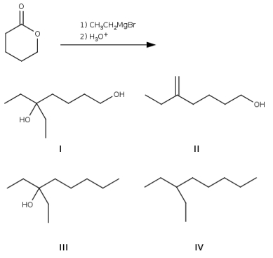 Which is the major product of the following reaction?   A)  I B)  II C)  III D)  IV