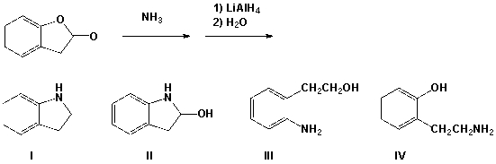 Which is the product from the following reaction?   A)  I B)  II C)  III D)  IV