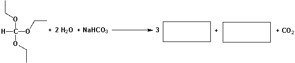 Triethoxymethane reacts with an aqueous solution of sodium carbonate. What are the reaction products?  