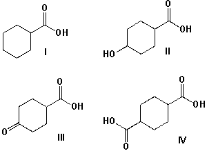 Arrange the compounds in order of increasing boiling point (lowest first) .   A)  II, III, IV, I B)  I, II, III, IV C)  I, III, II, IV D)  II, III, I, IV