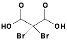 The name of the following compound is 2,2-dibromopropanedioic acid.  