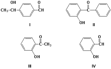 Which is the correct structure for 2-hydroxybenzophenone?   A)  I B)  II C)  III D)  IV